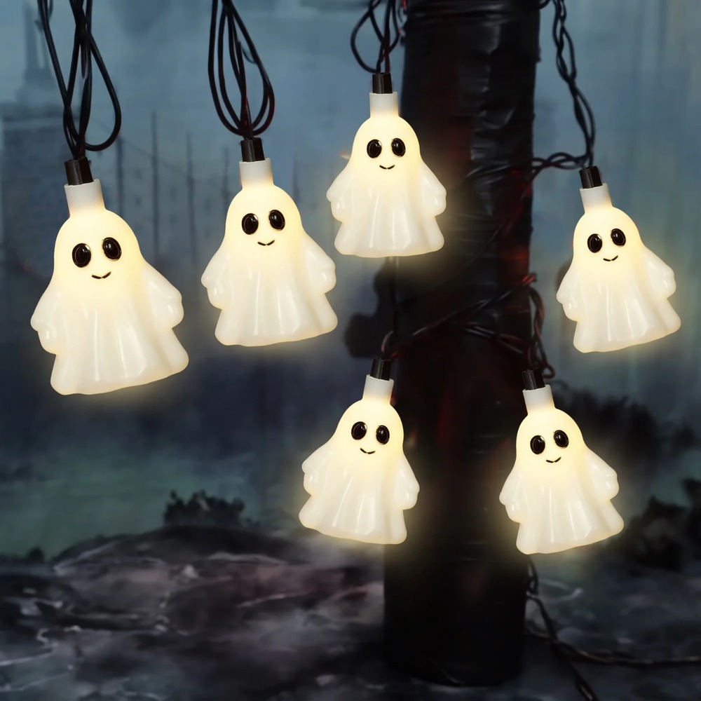 Ghost Lights, 10CT, Warm White LED, 6.5ft, Halloween Indoor/Outdoor